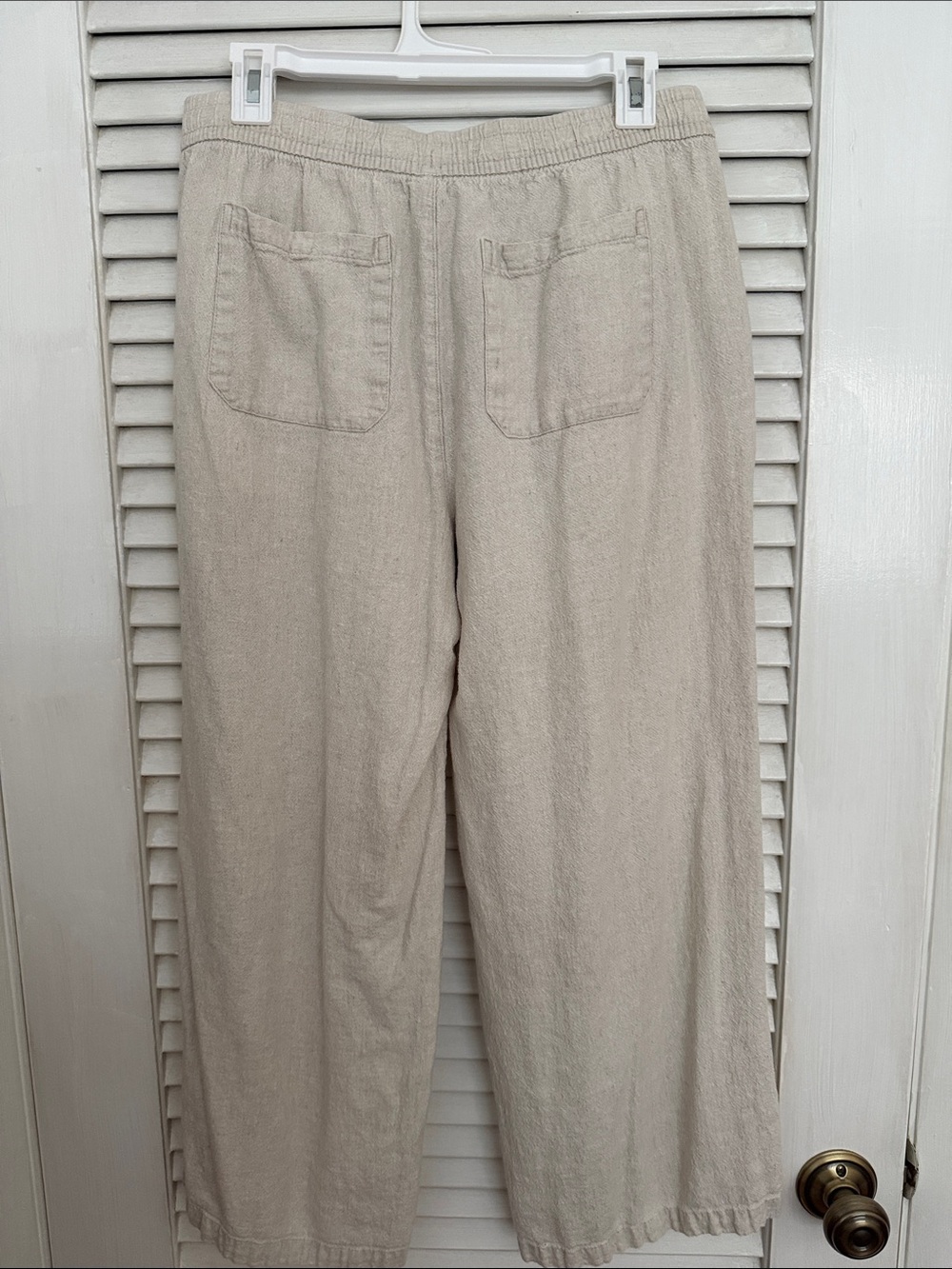 Old Navy Women's Cropped Linen-Blend Wide Leg Pants in Light Beige - Picture 2 of 10